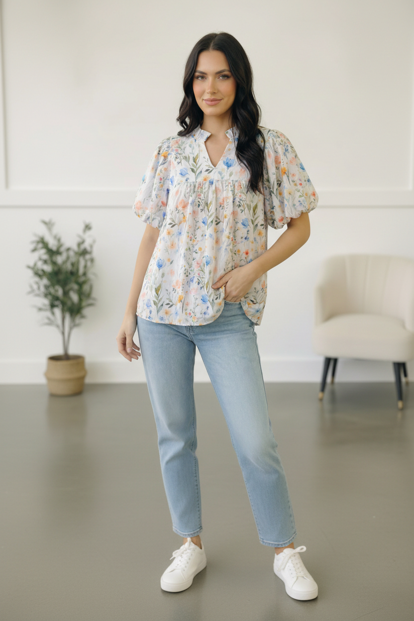 Painted Blossoms Daydream Top - Charming Charlie