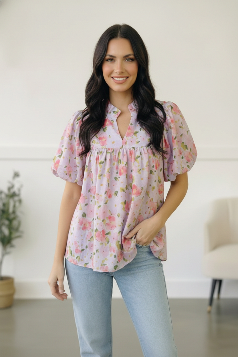 Painted Blossoms Posey Top - Charming Charlie
