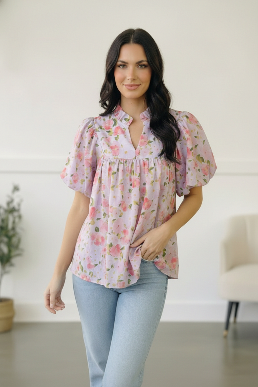 Painted Blossoms Posey Top - Charming Charlie
