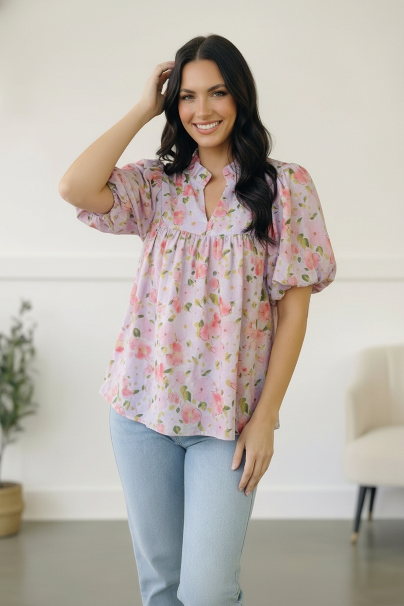 Painted Blossoms Posey Top - Charming Charlie