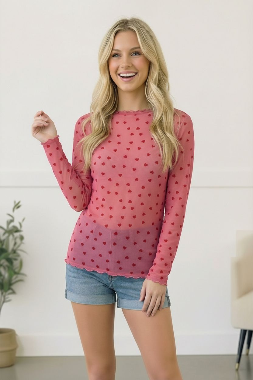 All Heart Mesh Top - Charming Charlie