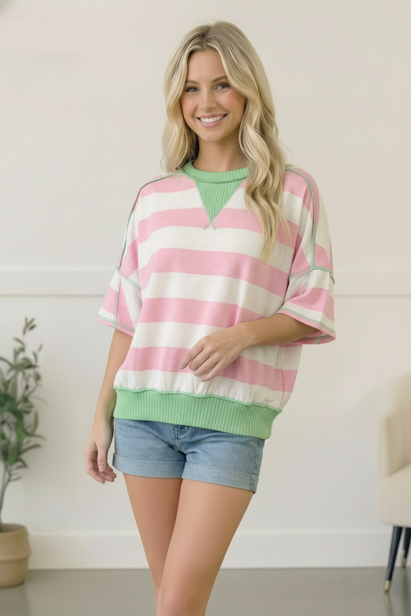 Pink Sugar Rush Colorblock Tee - Charming Charlie