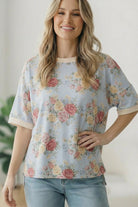 Vintage Bloom Light Blue Boyfriend Tee - Charming Charlie