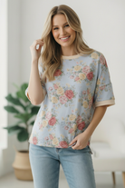 Vintage Bloom Light Blue Boyfriend Tee - Charming Charlie