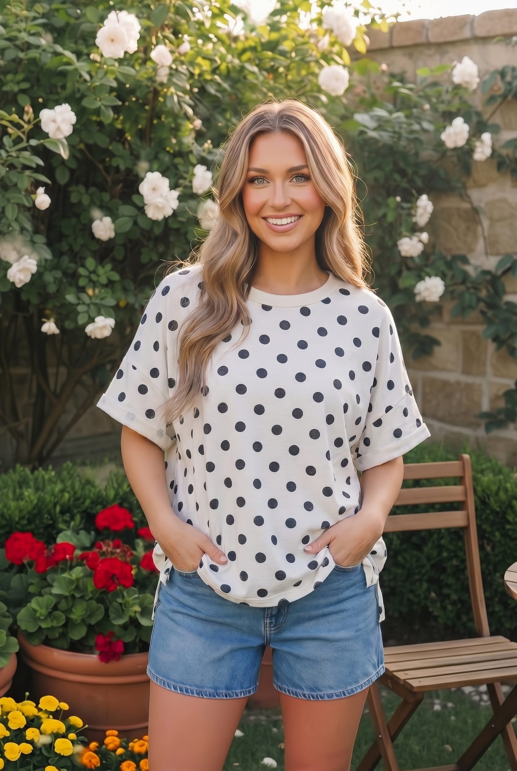 Dot to Dot Polka Print Boxy Tee - Charming Charlie