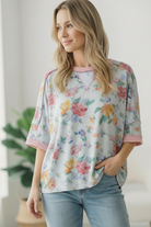 Rosey Teacup Ribbed Crewneck - Charming Charlie