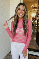 A Lace Moment Pink Sheer Top - Charming Charlie