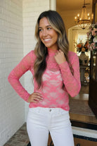 A Lace Moment Pink Sheer Top - Charming Charlie