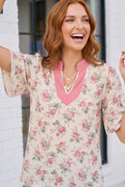 Rosy Garden Flutter Sleeve Blouse - Charming Charlie