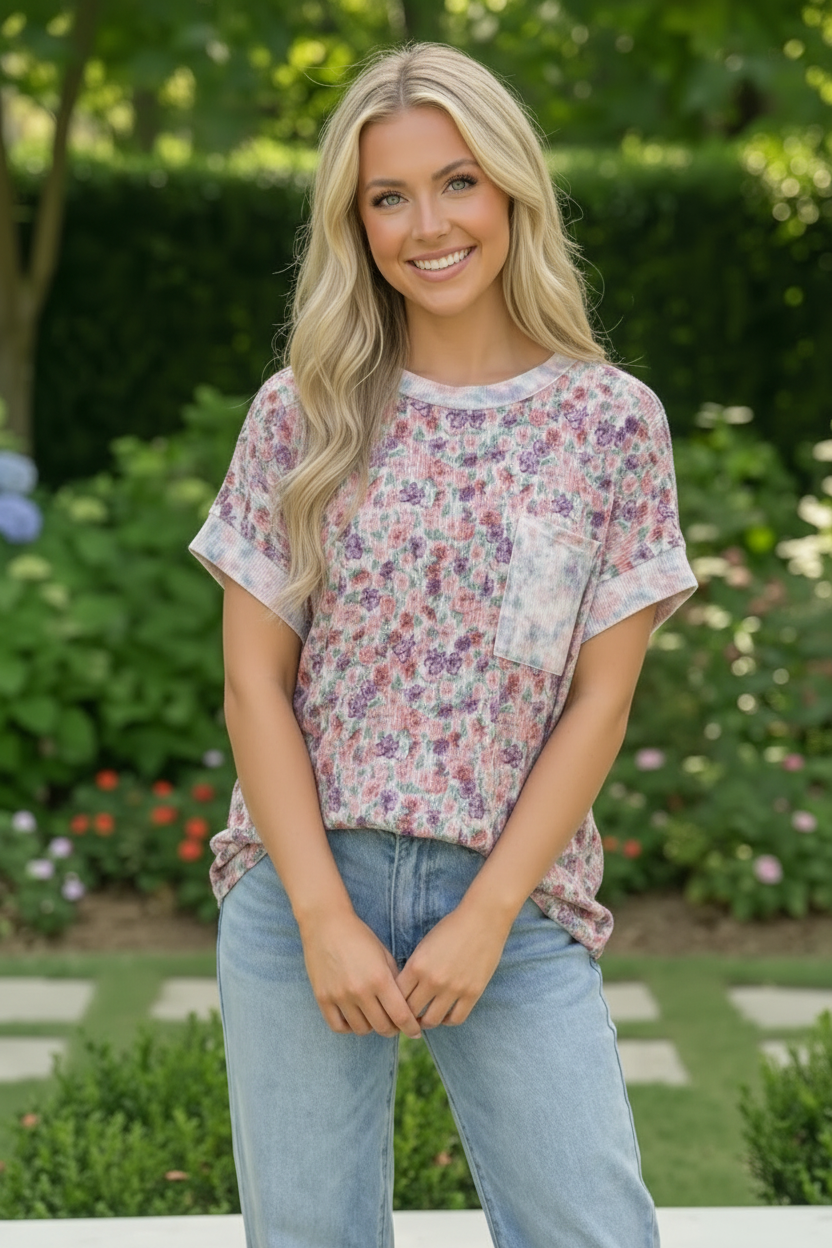 Garden Crush Floral Pocket Tee - Charming Charlie