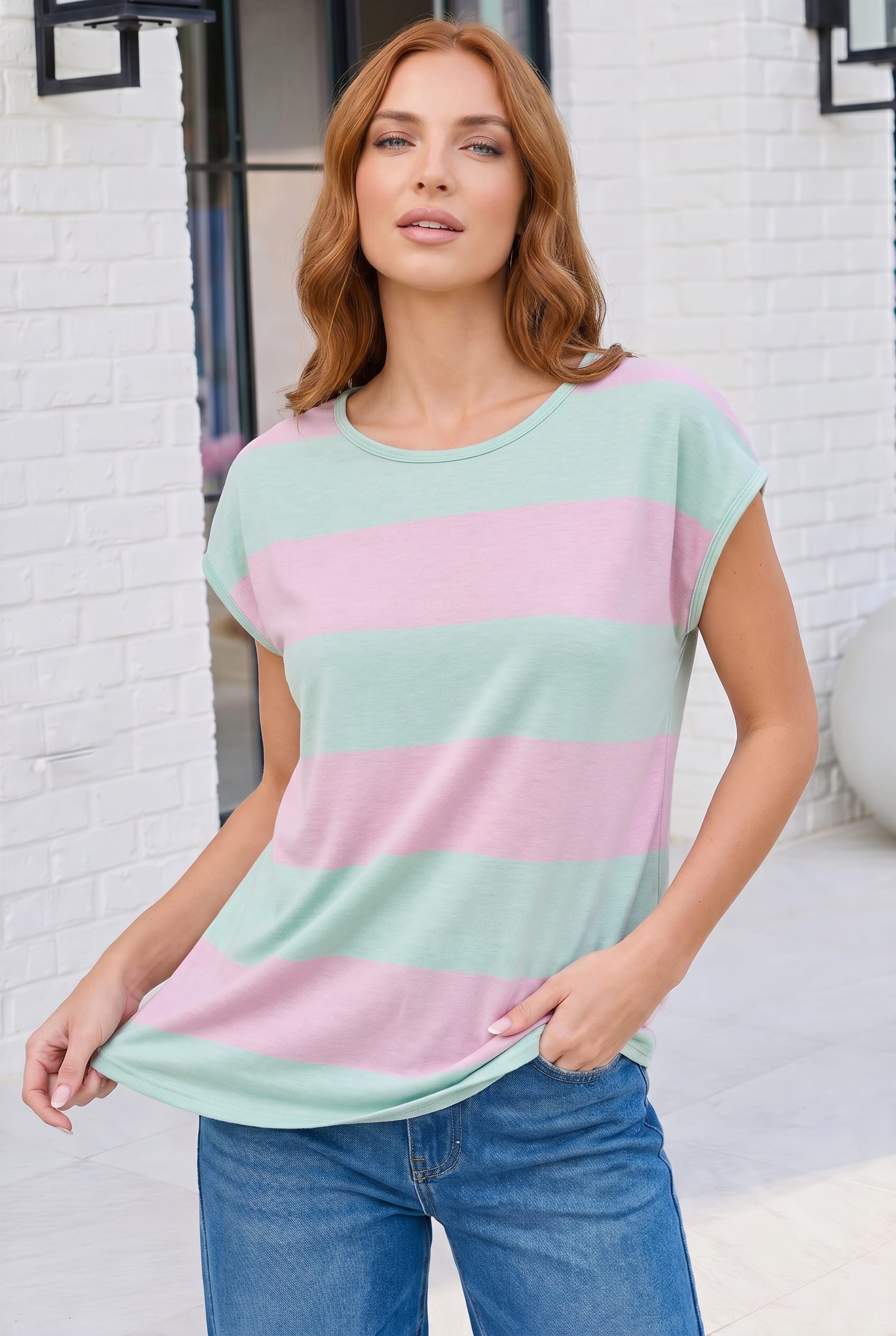 Bubblegum Stripe Relaxed Top - Charming Charlie