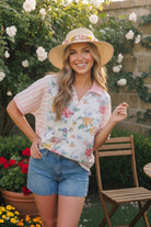 Strawberry Patch Floral and Stripe Mixed Top - Charming Charlie