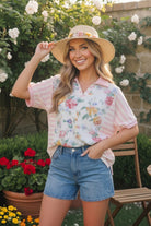 Strawberry Patch Floral and Stripe Mixed Top - Charming Charlie