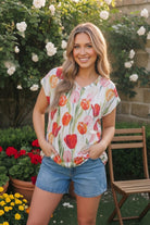 Tulip Garden Floral Print Top - Charming Charlie