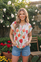Tulip Garden Floral Print Top - Charming Charlie
