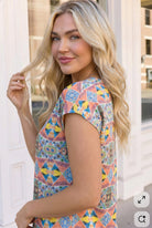 Boho Mosaic V-Neck Tee in Sunset Hues - Charming Charlie
