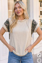 Wild Side Colorblock Tee in Oatmeal - Charming Charlie