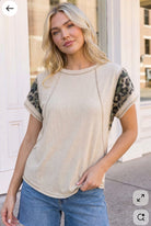 Wild Side Colorblock Tee in Oatmeal - Charming Charlie