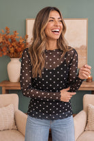 Dot to Dot Mesh Long Sleeve Top - Charming Charlie