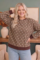 Cozy Dots Ribbed Pullover in Caramel - Charming Charlie