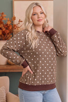 Cozy Dots Ribbed Pullover in Caramel - Charming Charlie