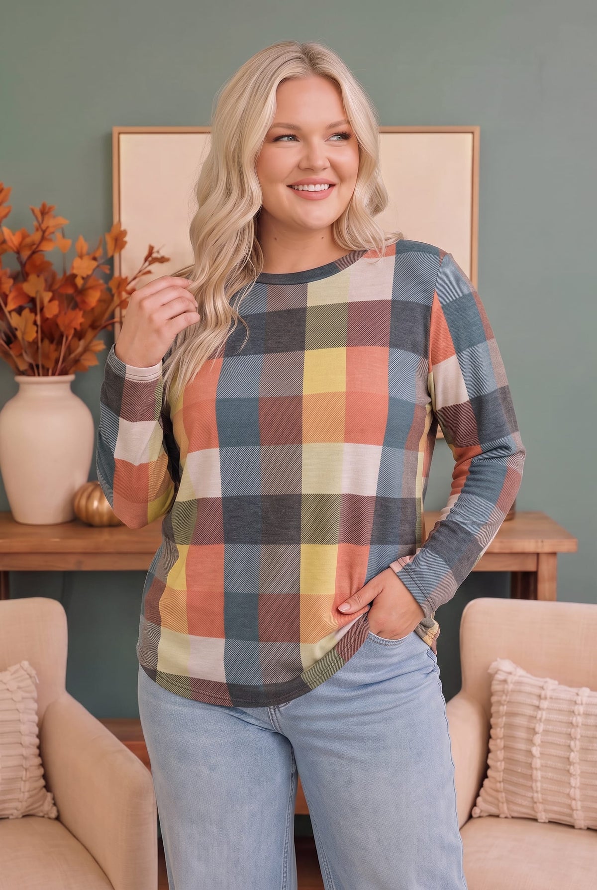 Check Those Boxes Long Sleeve Top - Charming Charlie