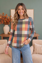 Check Those Boxes Long Sleeve Top - Charming Charlie