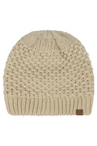 Beige C.C Cross Cell Stitch Knit Satin Lining Beanie