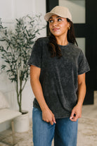 Had to Be There Mineral Wash Tee in Ash Black - Charming Charlie