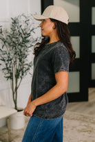 Had to Be There Mineral Wash Tee in Ash Black - Charming Charlie