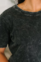 Had to Be There Mineral Wash Tee in Ash Black - Charming Charlie