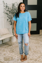Had to Be There Mineral Wash Tee in Deep Sky - Charming Charlie