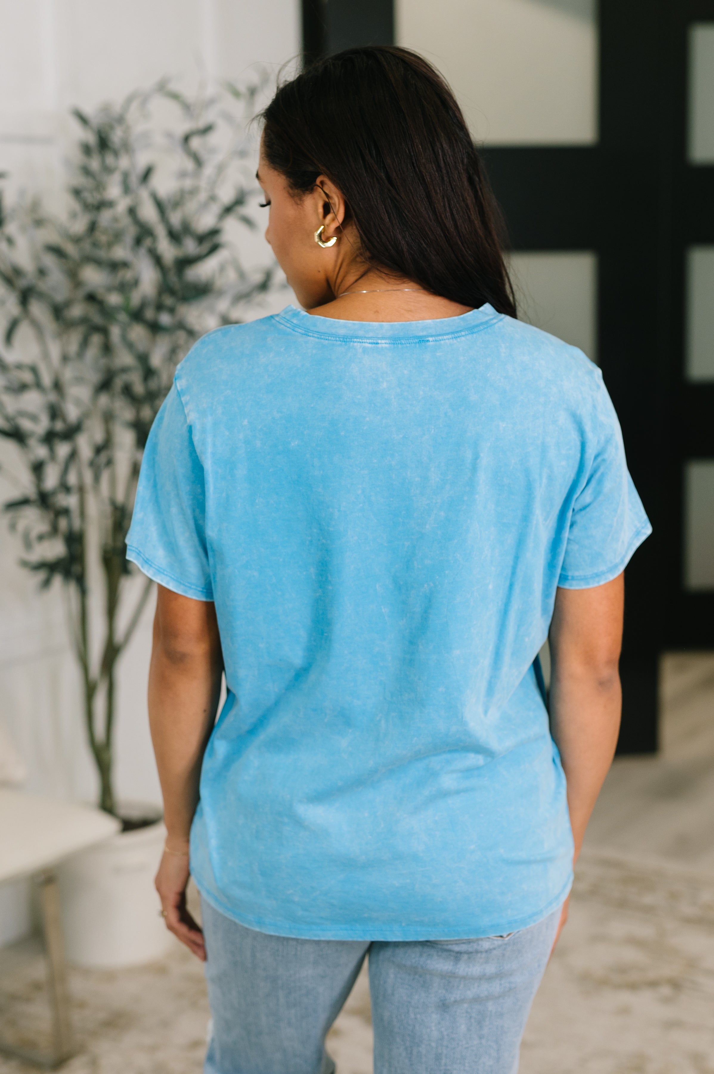 Had to Be There Mineral Wash Tee in Deep Sky - Charming Charlie