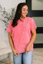 Had to Be There Mineral Wash Tee in Fuchsia - Charming Charlie