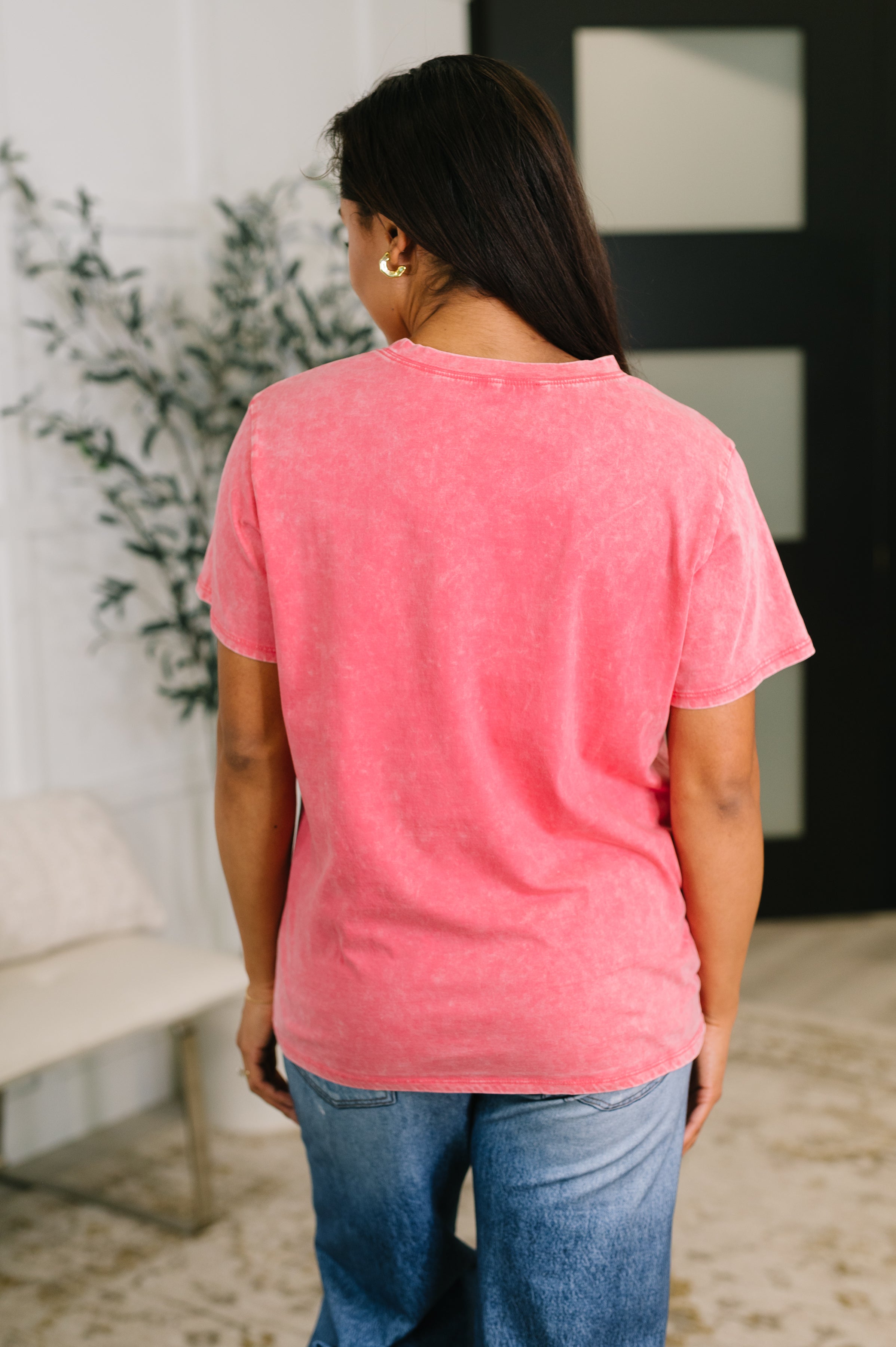 Had to Be There Mineral Wash Tee in Fuchsia - Charming Charlie