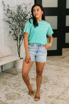 Had to Be There Mineral Wash Tee in Turquoise - Charming Charlie
