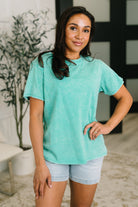 Had to Be There Mineral Wash Tee in Turquoise - Charming Charlie