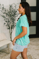 Had to Be There Mineral Wash Tee in Turquoise - Charming Charlie