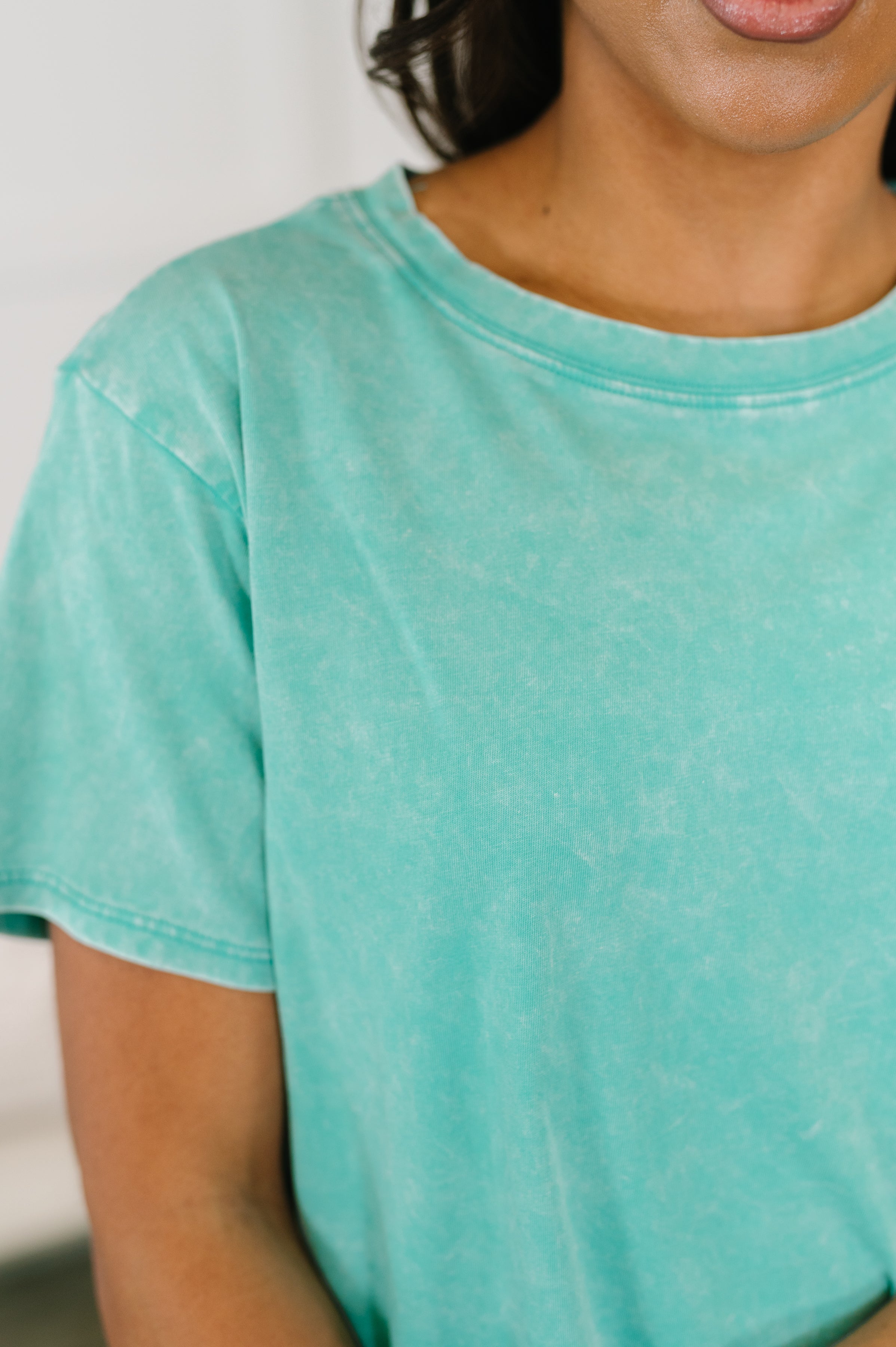 Had to Be There Mineral Wash Tee in Turquoise - Charming Charlie