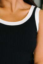 Handled It Contrast Trim Tank in Black - Charming Charlie
