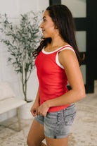 Handled It Contrast Trim Tank in Red - Charming Charlie