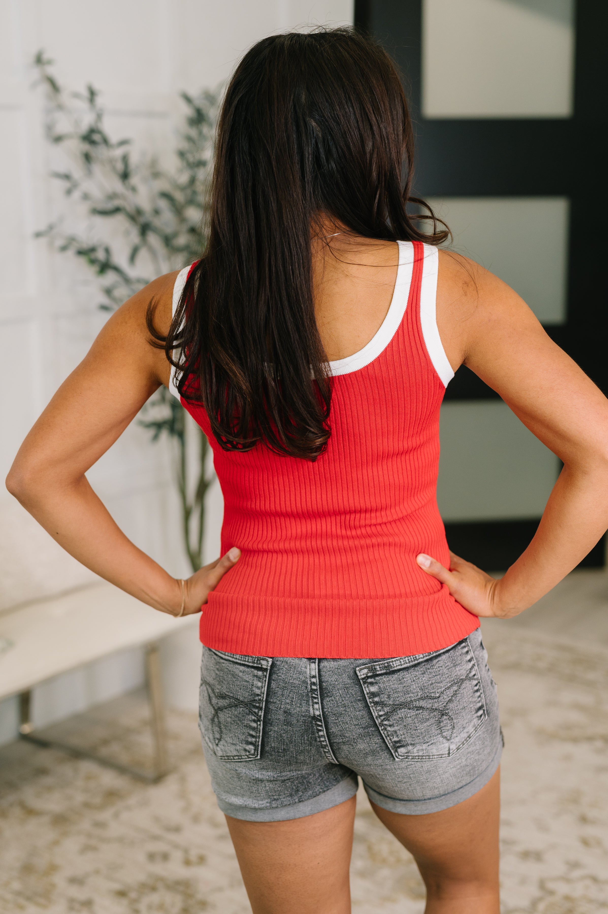 Handled It Contrast Trim Tank in Red - Charming Charlie