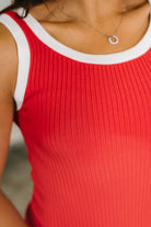 Handled It Contrast Trim Tank in Red - Charming Charlie