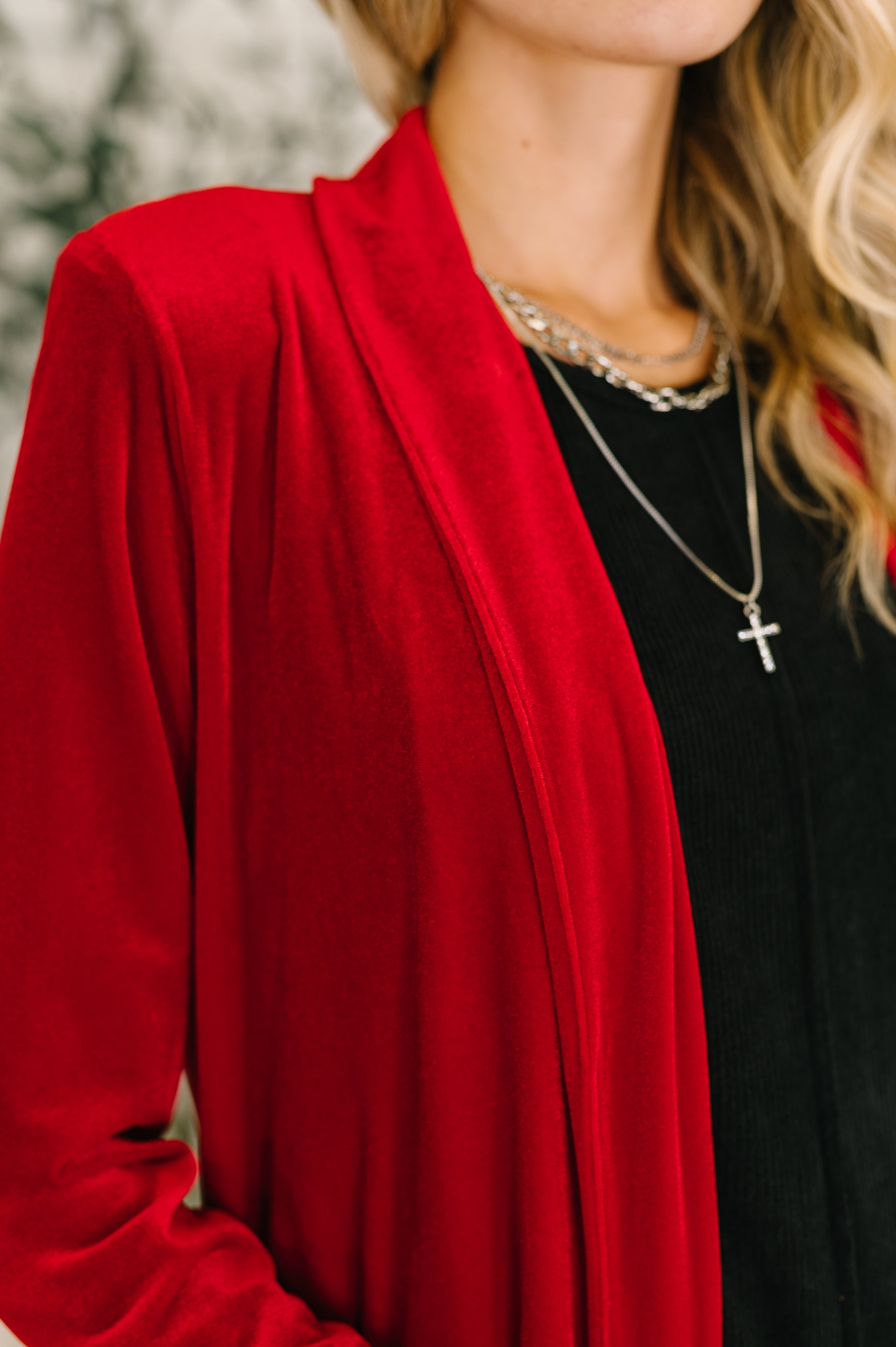 Happy Hours Long Velvet Cardigan - Charming Charlie