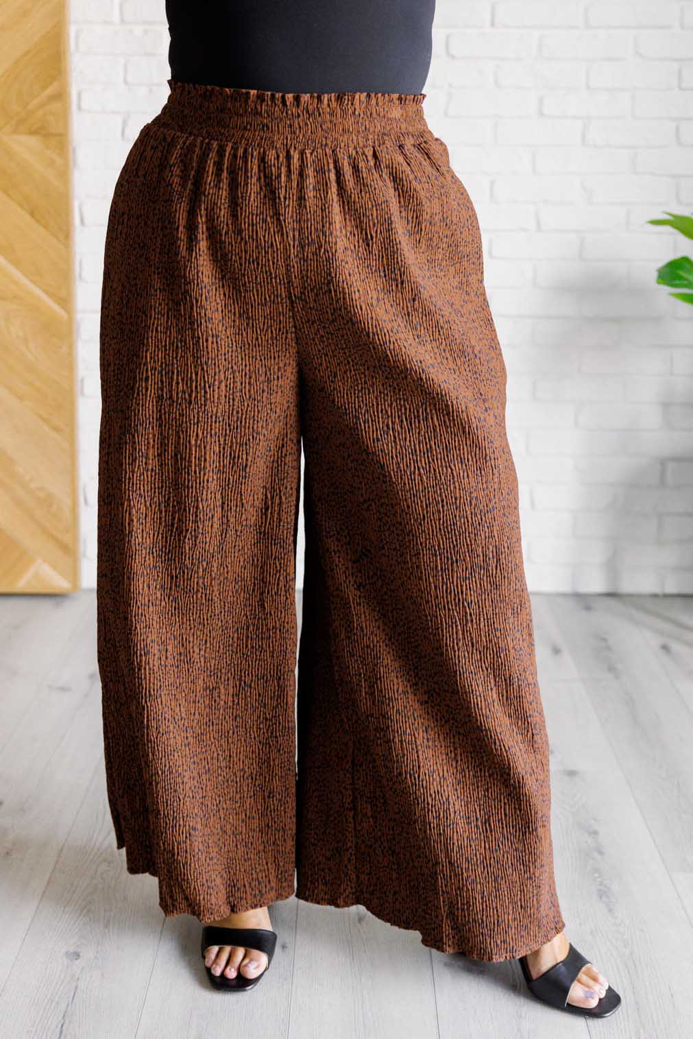 Harmony High Rise Wide Leg Pants in Brown - Charming Charlie