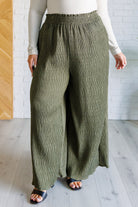 Harmony High Rise Wide Pants in Olive - Charming Charlie