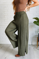 Harmony High Rise Wide Pants in Olive - Charming Charlie