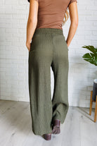 Harmony High Rise Wide Pants in Olive - Charming Charlie