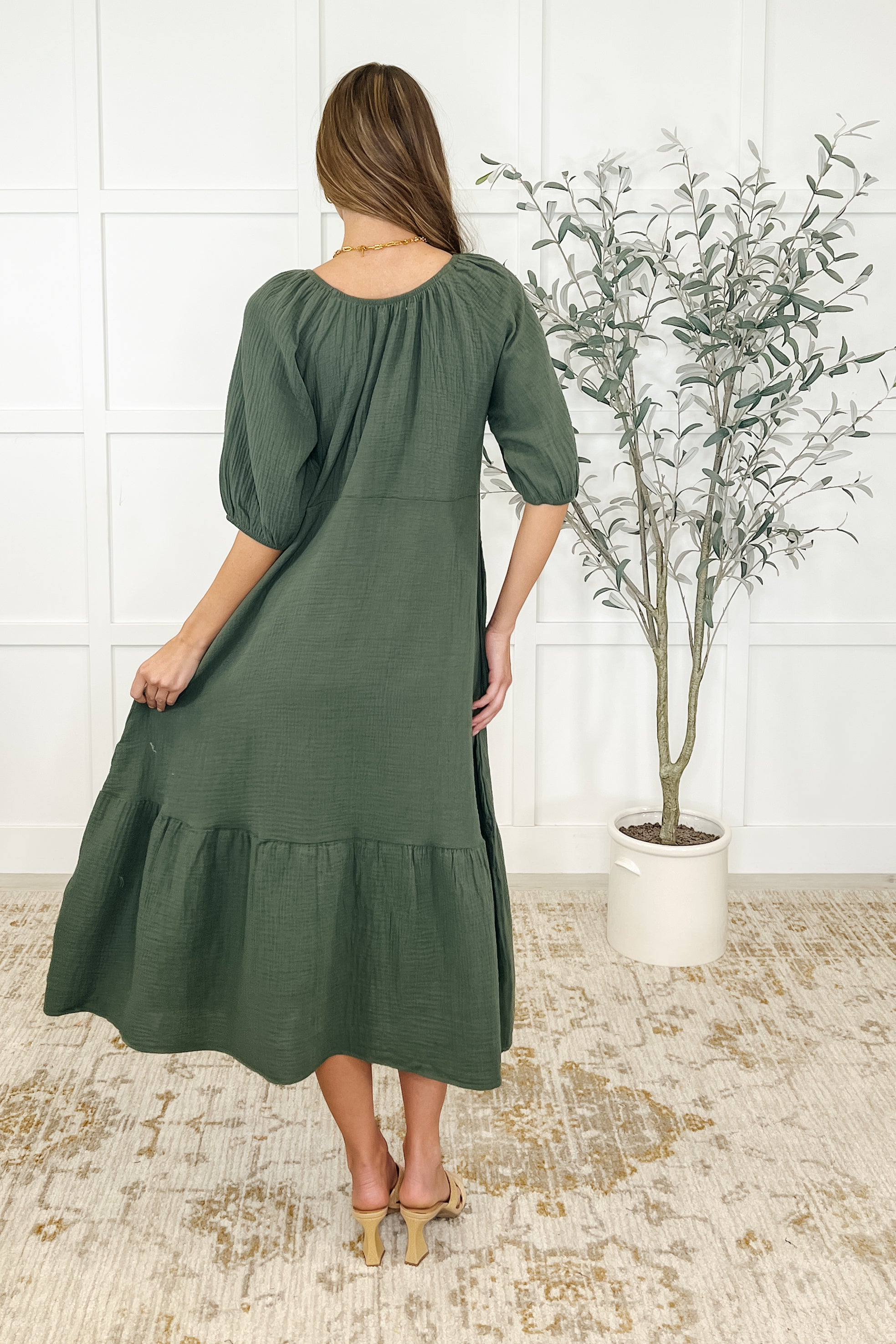 Hazel Dress in Dusty Pine - Charming Charlie
