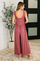 Head to Toe Whoa Gathered Wide Leg Jumpsuit in Mauve - Charming Charlie